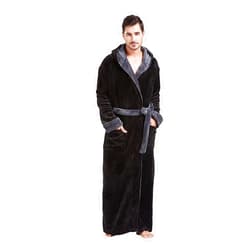 FashGudim Mens Robes Big and Tall with Hood Two-Tone Flannel Fleece Contrast Bathrobe Full Length Plush Long Robe House Coat