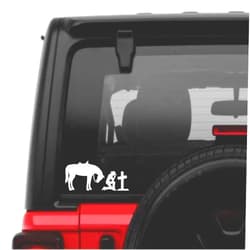 Chase Grace Studio Cowgirl Praying Cross Horse Christian Vinyl Decal Sticker|White|Cars Trucks Vans SUV Bumper Laptop Wall Art|7