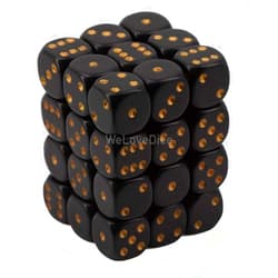 Chessex CHX25828 Dice-Opaque: 36D6 Black/Gold Set