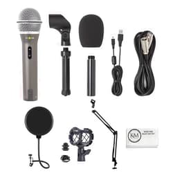 Samson Q2U Recording & Podcasting Pack | Gray Bundled with Shockmount + Pop Filter + Mic Arm + Microfiber Cleaning Cloth (5 Items)