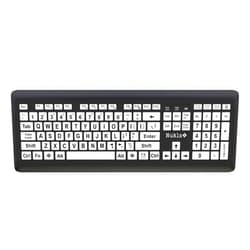 Nuklz N Magnus 325 | Wireless Large Print Full Size Computer Keyboard | High Contrast Black & White Keys | Soft Buttons | Ideal for Visually Impaired, Beginners and Seniors | Plug & Play