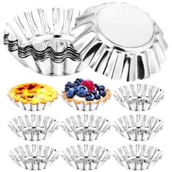 OBTANIM Stainless Steel Mini Tart/Pie Pans, 3 Inch Small Tart/Pie Pan Portuguese Tart Baking Mold Mini Tart/Pie Tins for Baking Supplies, Set of 20