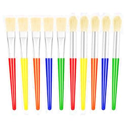 Anezus 10Pcs Paint Brushes for Kids, Anezus Kids Paint Brushes Toddler Large Chubby Paint Brushes Round and Flat Preschool Paint Brushes for Washable Paint Acrylic Paint Assorted Colors