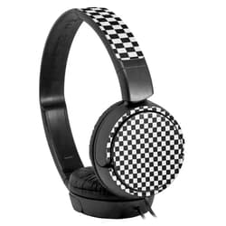 WraptorSkinz Decal Style Skin Wrap for Sony MDR ZX110 Headphones Checkered Canvas Black and White (Headphones NOT Included)