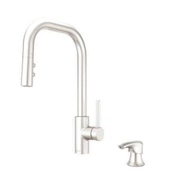 Pfister Zanna Kitchen Faucet with Pull Down Sprayer and Soap Dispenser, Single Handle, High Arc, Spot Defense Stainless Steel Finish, F5297ZNRGS