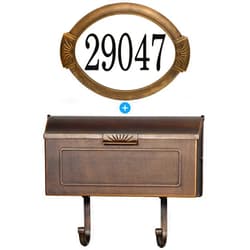 PRO-DF Cast Aluminum Metal Mailbox with Newspaper Hooks & Address Plaque Sign - 4’’ House Number, Easy to Install Wall Mount, Heavy Duty, Rustproof Powder Coated Paint, Horizontal Mail Box (Antique Bronze)