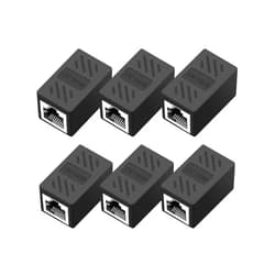 QINGLER RJ45 Cat6 Coupler Ethernet Extender Connector, 6 Pack in Line Coupler for cat7 cat6 cat5e cat5 Ethernet Cable Extender Female to Female (Black)