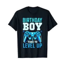 Cactus Coast Level Up Birthday Boy Matching Gamer Party T-Shirt - Classic Fit, Black