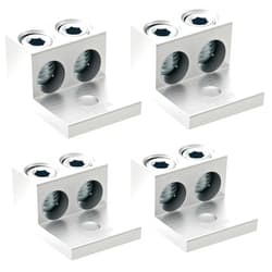 Blulu 4 Pieces Dual Aluminum Ground Lug Dual Rated Double Wire Barrel Aluminum Mechanical Lug (2/0)
