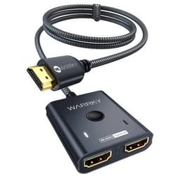 Warrky HDMI Switch 2 in 1 Out 4K@60Hz, WARRKY [3.3ft Fixed Braided HDMI Cable, Aluminum Case, HDCP 2.2] Bidirectional 2x1 Switcher Splitter UHD Compatible for PS5/4, Nintendo Switch, Roku, FireStick - Black