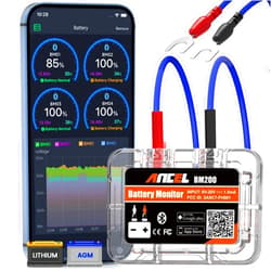 ANCEL BM200-US Car Battery Tester 12V Automotive Battery Monitor Bluetooth Auto Battery Load Tester with Cranking Charging Test Alarm Record Voltage History Voltmeter for Car/RV/Motorcycle/Truck/Boat