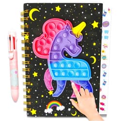 windrio Pop Notebook for Kids, Bubble Fidget Notebook Girls Spiral Notebook Boys Diary Journal 8.1x5.7 Inches with 8 Multicolor Pen and Stickers for Teenage School Writing Drawing Gifts Age 6 8 10 12