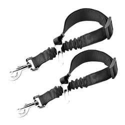 SunGrow Elastic Nylon Dog Seat Belt, 24” - 36”, Adjustable Black Harness, Elastic Tether with Metal Buckles, 2 Pcs per Pack