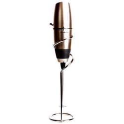 BonJour Battery-Powered Cafe Latte Frother with Stand, Chrome/Black