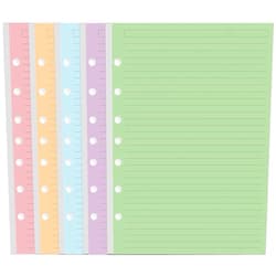 Yaridar Mini Binder 5 Colorful Line Paper for 3 or 7 Ring Binders - 100 Sheets/200 Pages Loose Leaf Paper Line Refills, Per Color 20 Sheets, Desk Size 4, 5.8