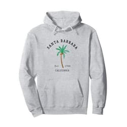 Santa Barbara California Beach Apparel - DZignLine Santa Barbara California Colorful Palm Tree Retro Novelty Pullover Hoodie