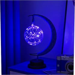 LELEBEAR Enchanted Lunar Lamp, LED Hanging Moon Memorial Night Light Christmas Home Ornament (Blue Ball)