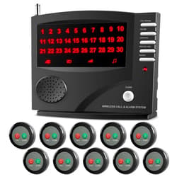 SYNLETT Nurse Call System Caregiver Pager Call System with 10 Dual Feature Call Buttons and 1 Central Monitoring Unit Clinic Care Restaurant Assisted Living Nursing Customers Patients Residents