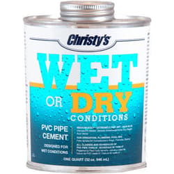 WELD-ON Christy's Wet Or Dry Conditions PVC Cement - Medium Body, Extremely Fast Set, Low-VOC, Aqua Blue, 1 Quart (32 fl oz)