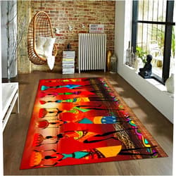 BYJING Art Famous Painting Dancing Woman Rugs Boho Red Abstract Indoor Area Rug for Living Room Bedroom Dining Room and Kitchen with Rubber Backing 2'x3'