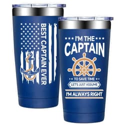 BIRGILT Boating Gifts for Men - Boat Accessories Gift for Boat Owners - Christmas Gifts for Boater Men, Boating Lovers - Best Boats Captain Tumbler 20oz, Dark Blue