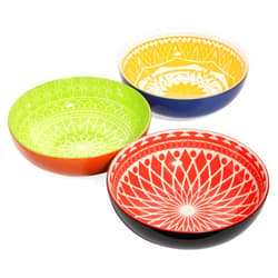 Annovero Serving Bowls - Large Big Bowl for Mixing, Salad, Pasta, Mashed Potato, Chips - Colorful & Decorative for Parties & Entertaining - Microwave, Oven Safe - No Lead & Cadmium - 72 Oz - Set of 3
