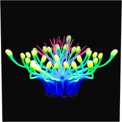 Uniclife Glowing Effect Gooseneck Coral Artificial Decoration Silicone Ornament for Fish Tank Aquarium, Blue