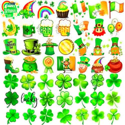 EGMBGM 49 PCS St. Patrick's Day Tattoos Stickers For Kids Women Men, 3D Green Shamrock Temporary Tattoos St Patricks Day Irish Party Favor, Saint Patricks Day Accessories Lucky Clover Tattoos Adults