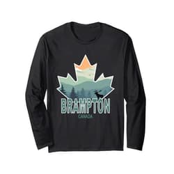 Canadian flag wilderness apparel Bramton, Ontario, Canada Long Sleeve T-Shirt
