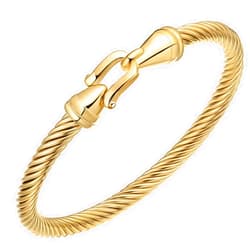 Generic Stainless Steel Twisted Cable Wire Bracelets with Hook Clasp Stylish Roman Digital Bangle Bracelet for Women