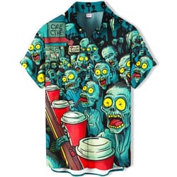 COOLLYME Men's Hawaiian Shirt,Short Sleeve, Funny Pattern Print, Casual Beach Wear,Button Down Summer Vacation Top