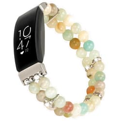 Wongeto Compatible with Fitbit Inspire 2 & Inspire/Inspire HR Bands,Fashion Handmade Elastic Stretch Pearl Bracelet Women Replacement Strap for Fitbit Inspire accssorises