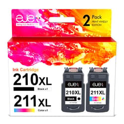 ejet Remanufactured 210XL 211XL Combo Pack Replacement for Canon 210 XL and 211 XL Ink Cartridges 210XL Black Ink Cartridge Work with PIXMA MX410 MX280 MX250 MP490 MP495 MX330 MX340 (1 Black, 1 Color)