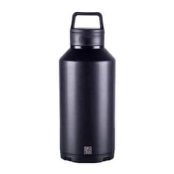 BruTrekker Bottle - Insulated Stainless Steel Tumbler Mug Keeps Drinks Hot or Cold - 2 Piece Drink and Pour Lid - Reusable Coffee Water or Beer Growler (64 fl.oz, Obsidian Black)
