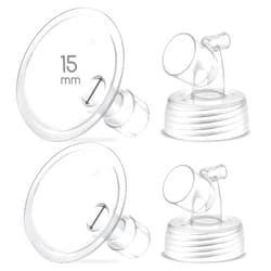 Maymom Two-Piece Wide Neck Pump Parts for Spectra S1/S2 Pumps; Incl Wide Mouth Flanges; Not Original Spectra Flange (15 mm Two Flanges)