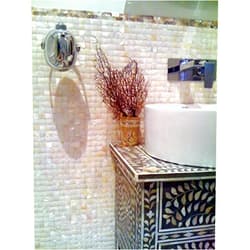 CNK Tile Cream Convex Pearl Tile – 5 Piece Set, Premium Shell Tiles for Luxury Bathroom, Kitchen, and Wall Accents