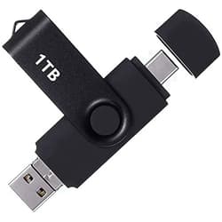 Gesign USB Flash Drive 1TB, 2 in 1 Type-C Flash Drive 1024GB USB 3.0 USB Type C Memory Stick Micro USB Stick 3.0 Flash Drive with Keyring for MacBook Pro Air, Type C Smartphones, Tablets (1000GB,Black) 1TB-W