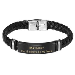 Ruibeila Personalized Mens Leather Bracelets with Custom ID Beads, 1-8 Engraving Names Braided Bracelet for Men Husband Father Grandpa Father's Day Gift