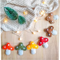 Kikiddo Autumn Felt Garland - Handmade Fall Decor Neutral Colors - Bunting - Felted Wool for Halloween & Thanksgiving - 47.3