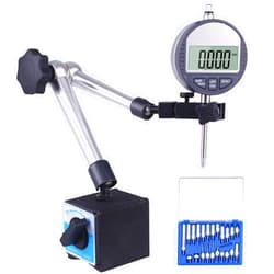 Qnkaa Electronic Digital Dial Indicator with Magnetic Base Holder Fine Adjustable Long Arm 0-1