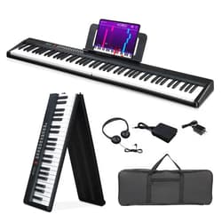 Ktaxon 88 Key Foldable Electronic Keyboard Piano, Semi-Weighted Electric Piano Digital Piano with Dual Bluetooth Mode, 1000 Rhythms, 1000 Tones and 50 Demos for Beginners Adults