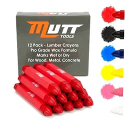 AMERICAN MUTT TOOLS Mutt Tools Red Marking Crayons 12 Pack - Lumber Crayons for Construction - Bulk Red for Woodworking, Concrete, Metal - Construction Crayon Set, Crayones de Madera