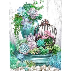 KoKoWill 5D DIY Diamond Painting Kits for Adults,Round Full Drill Resin Beads Painting by Number Dots Art Craft Set,Succulent Plants Flowers,11.81 x 15.75inch