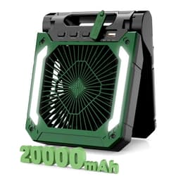 Lmozim 20000mAh Camping Fan Rechargeable with Lantern for Camping, Battery Powered Fan with 8W Solar Panel, Timer, USB-C, 3 Speeds Table Fan for Camping Travel Tent Hurricane Home Bedroom Office (Dark Green)