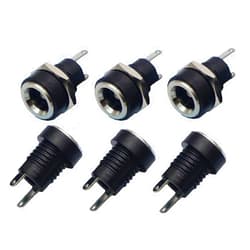 YXQ 5.5mmx2.1mm DC Power Supply Jack 2 Pin Socket Female Panel Mount Connector with Hex Washer 6-Pack
