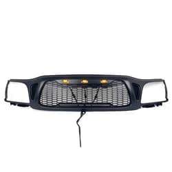 YILINGYI Matte Black ABS Front Grille 3 Amber Lights Compatible With Oyota Tacoma 2001-2004