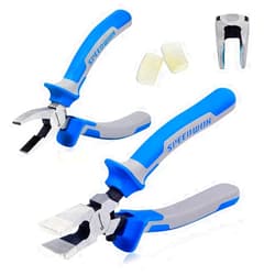 SPEEDWOX 2 Pcs Glass Running Pliers and Breaker Grozer Pliers Set Professional Glass Grozing Pliers with 2 Pair of Rubber Tips Key Fob Pliers for Stained Glass Work Mosaics Breaking Tool