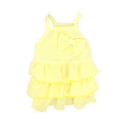 QWINEE Bow Decor Dog Dress Cute Tiered Layer Cake Dresses Cat Princess Dress Puppy Tutu Shirt Chihuahua Yorkies Pomeranian Dress Summer Pet Clothes for Small Medium Cats Dogs Kitten Yellow S