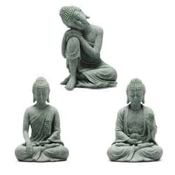 Nicunom 3 Pack Mini Buddha Statues Fish Tank Decor Accessories, Aquarium Decorations Meditating Buddha Statue Sandstone Buda Ornament for Underwater Landscaping Home Office Zen Decor