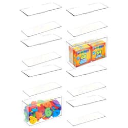 mDesign Plastic Stackable Playroom/Gaming Storage Organizer Bin Box with Hinged Lid for Drawer or Cabinet - Organize Electronics, Crayons, Games, Blocks, Toys, Lumiere Collection - 8 Pack - Clear